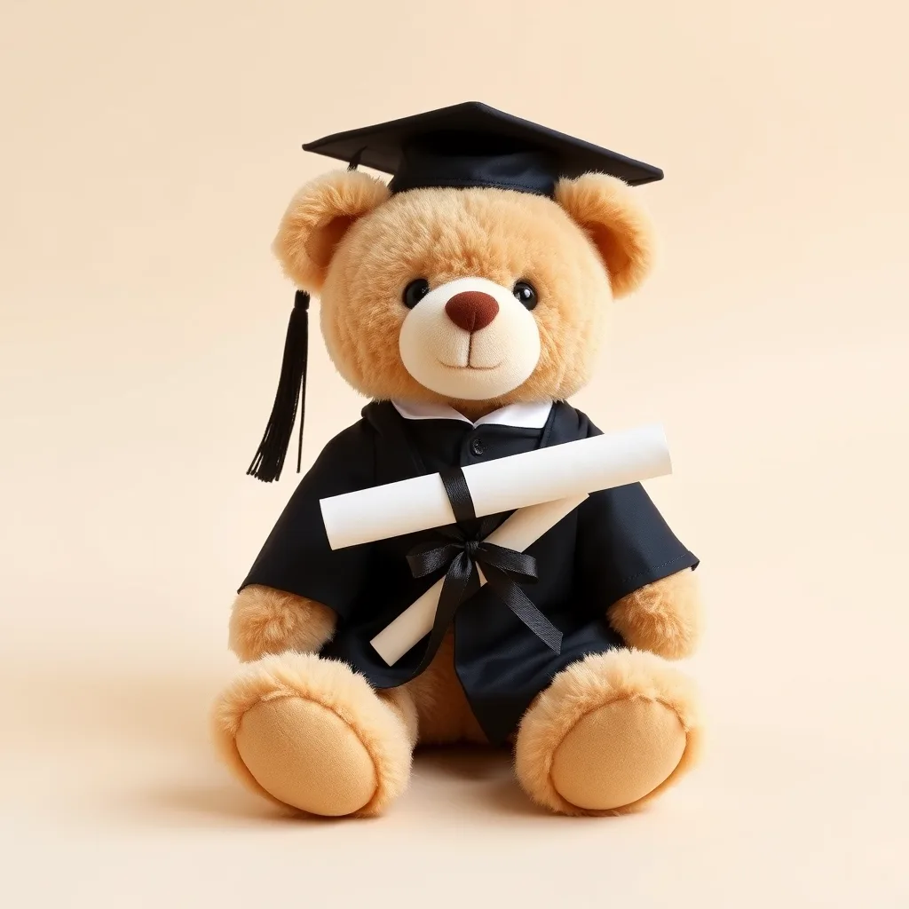 ตุ๊กตาหมีใส่ชุดครุยและหมวกรับปริญญา